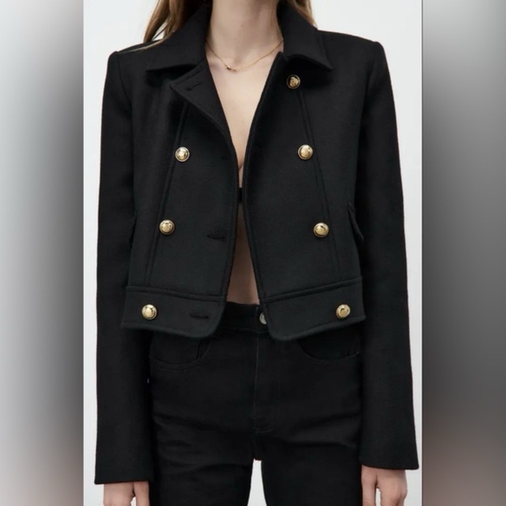 Elegant Black Double-Breasted Women's Jacket